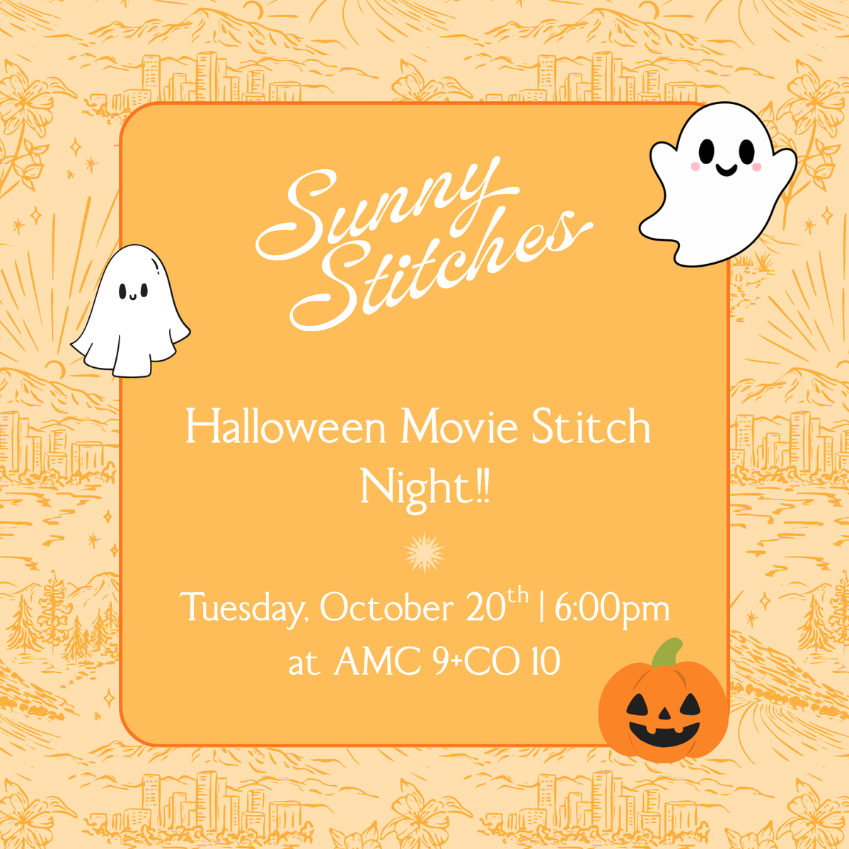 Sunny Stitches Halloween Movie Night at AMC 9 + CO 10