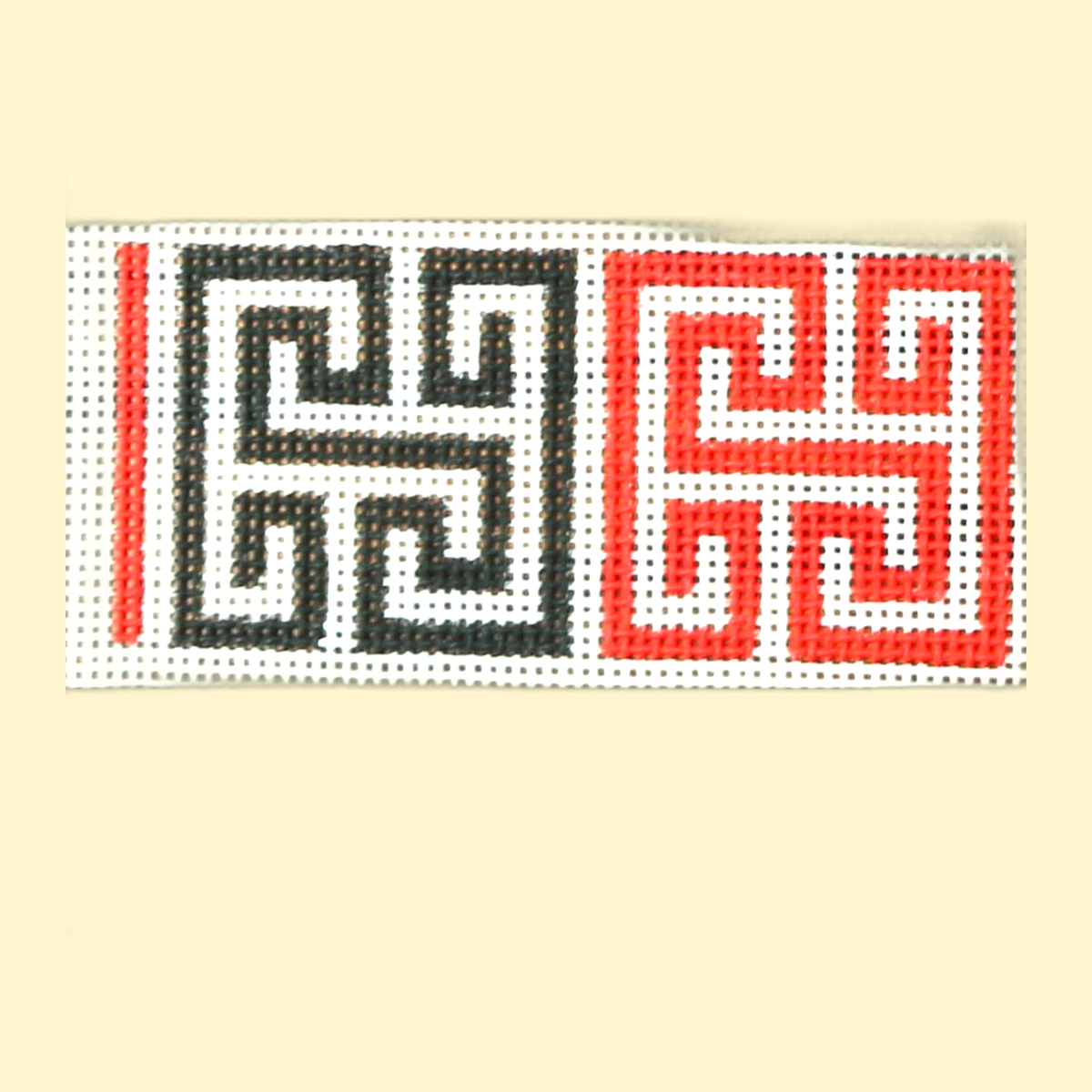 Greek Key Square Belt - Black and Red