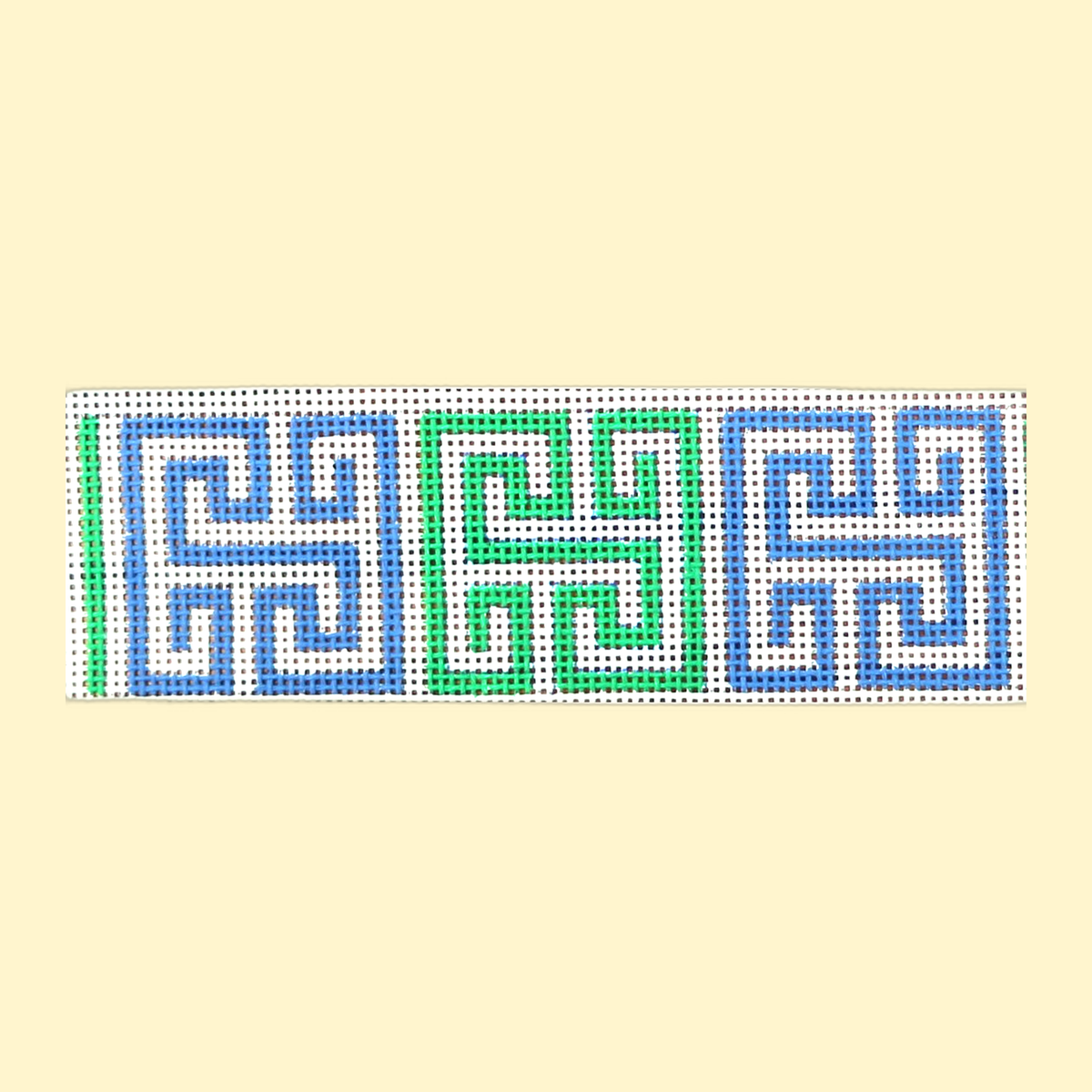 Greek Key Square Belt - Blue and Green