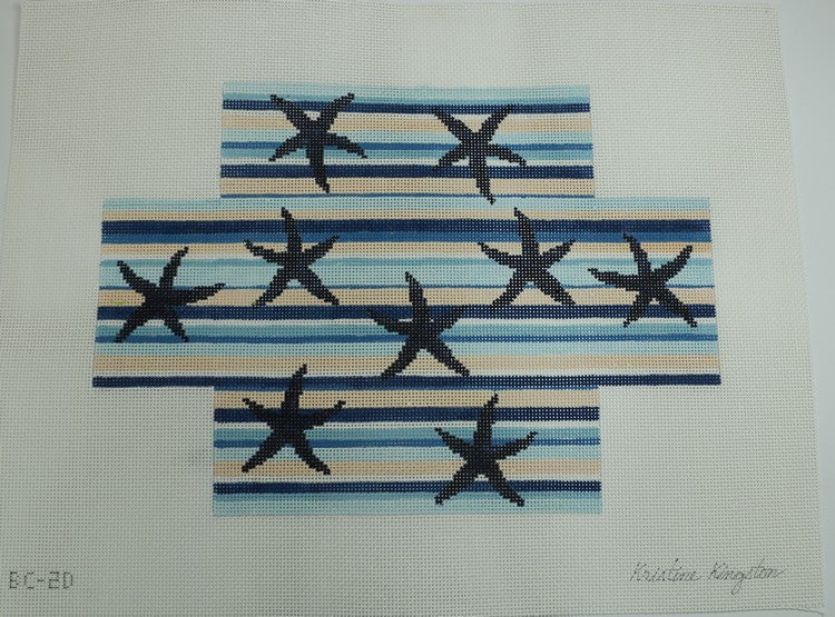 Starfish on Horizontal Shore Stripes - 13 mesh