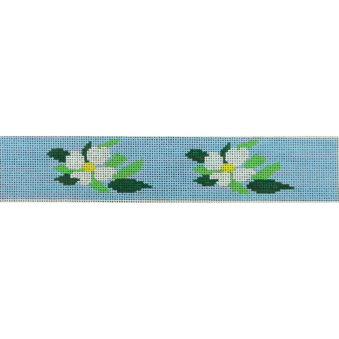 White Dogwood on Blue Key Fob