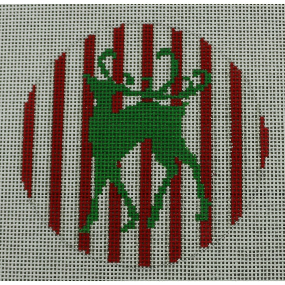 Green Reindeer on Red Stripe