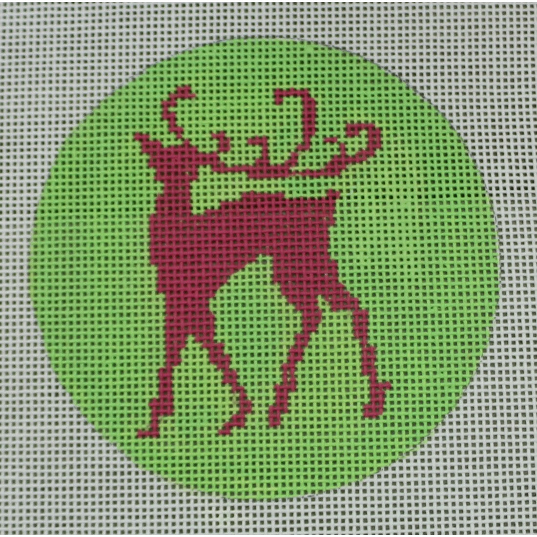 Pink Reindeer on Green Background