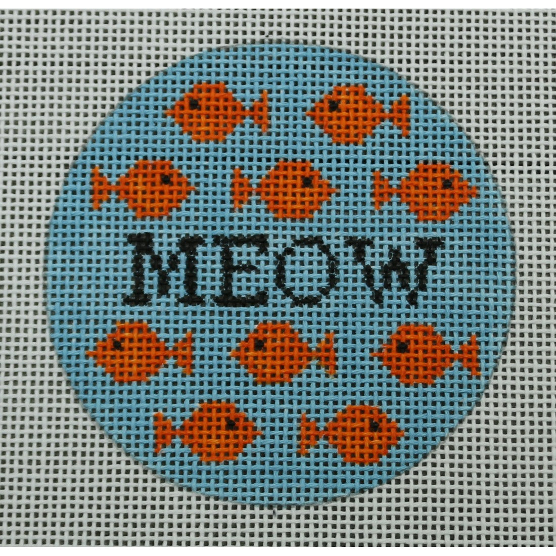 Meow with Goldfish on Blue