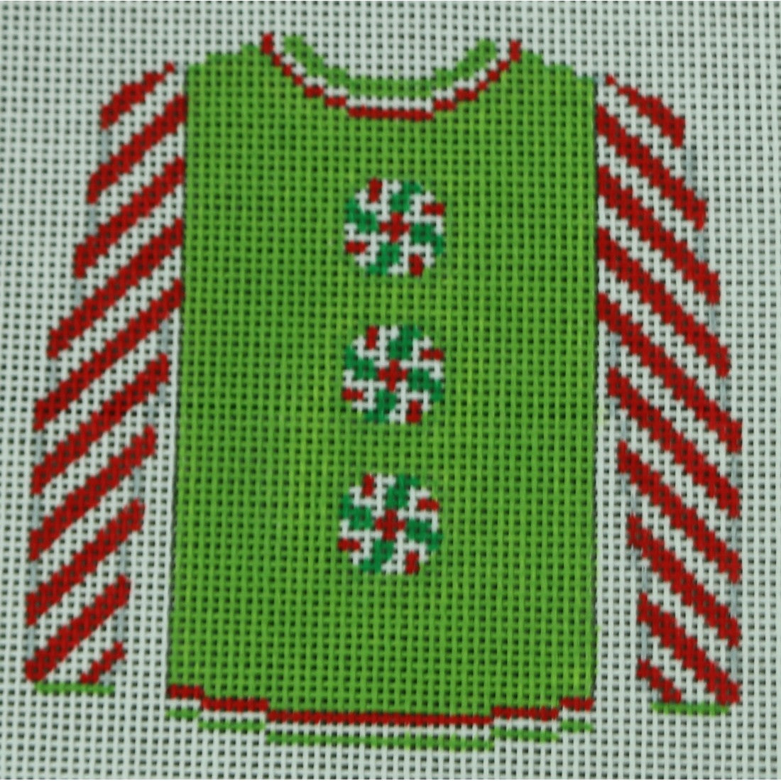 Peppermints on Green with Red Sleeves