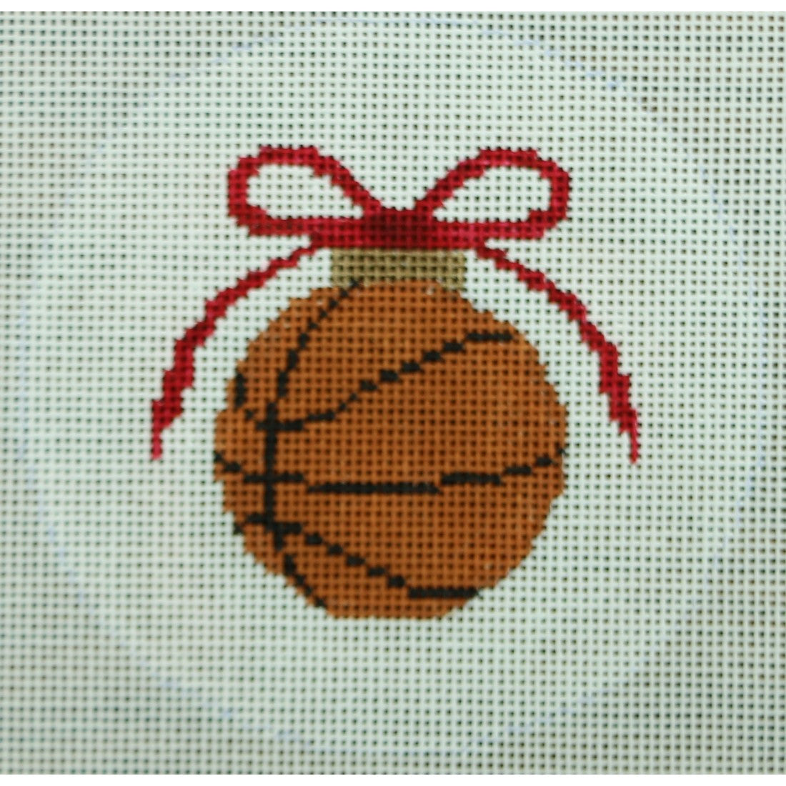 Basketball with Green Bow on White