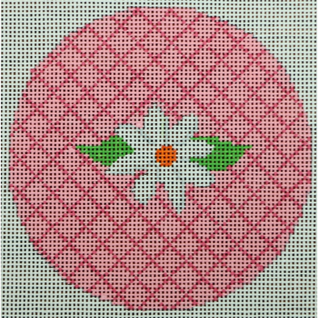 White Flower on Pink Lattice