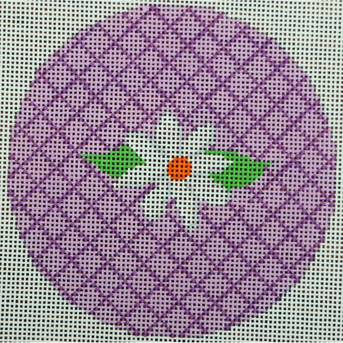 White Flower on Lavender Round