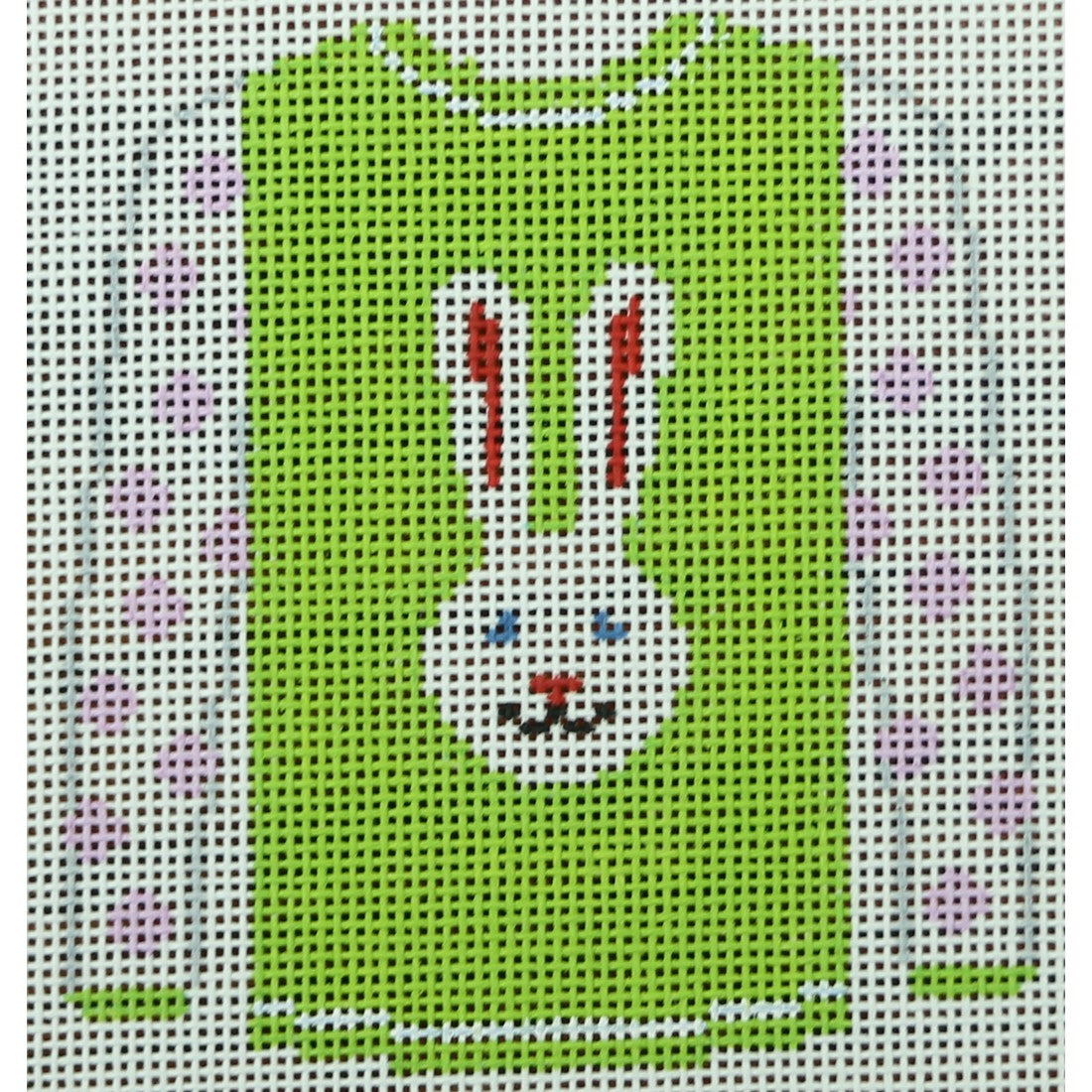 Long Eared White Bunny on Lime