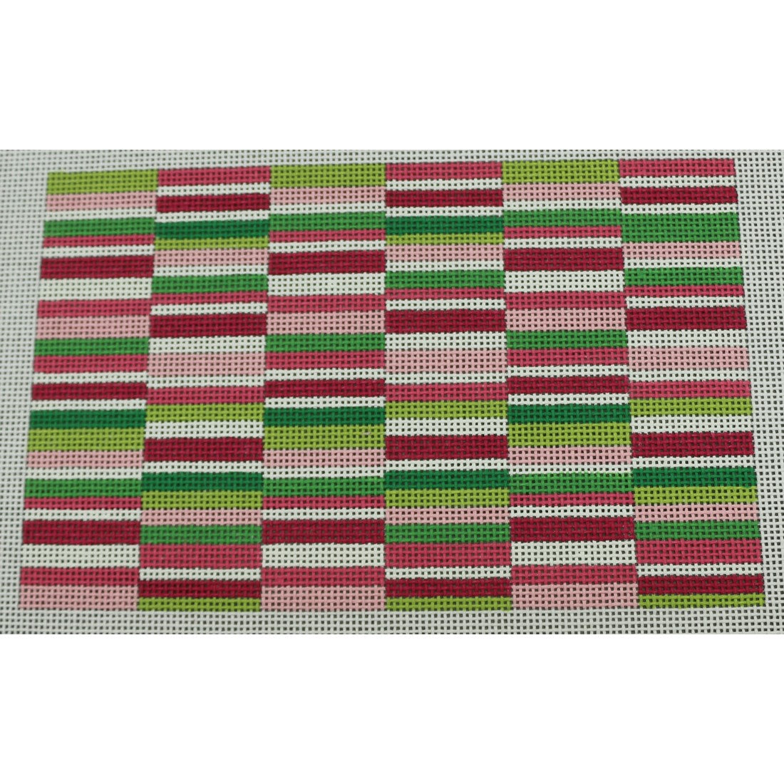Horizontal Pinks and Greens Stripe Clutch