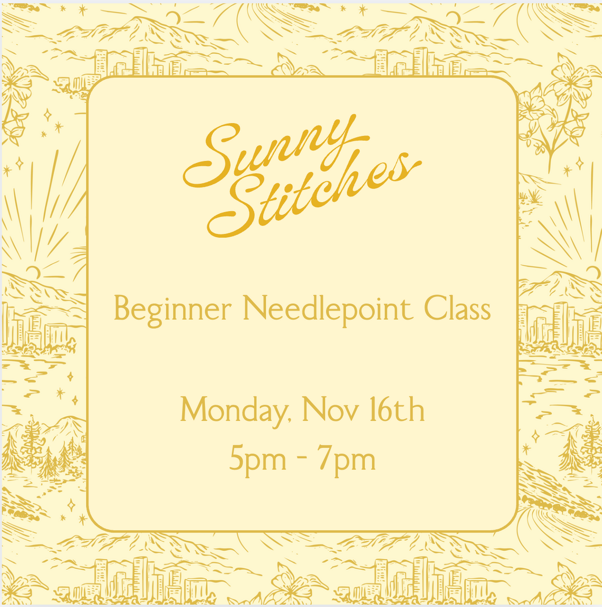 Beginner Needlepoint Class | Monday, Nov 16th