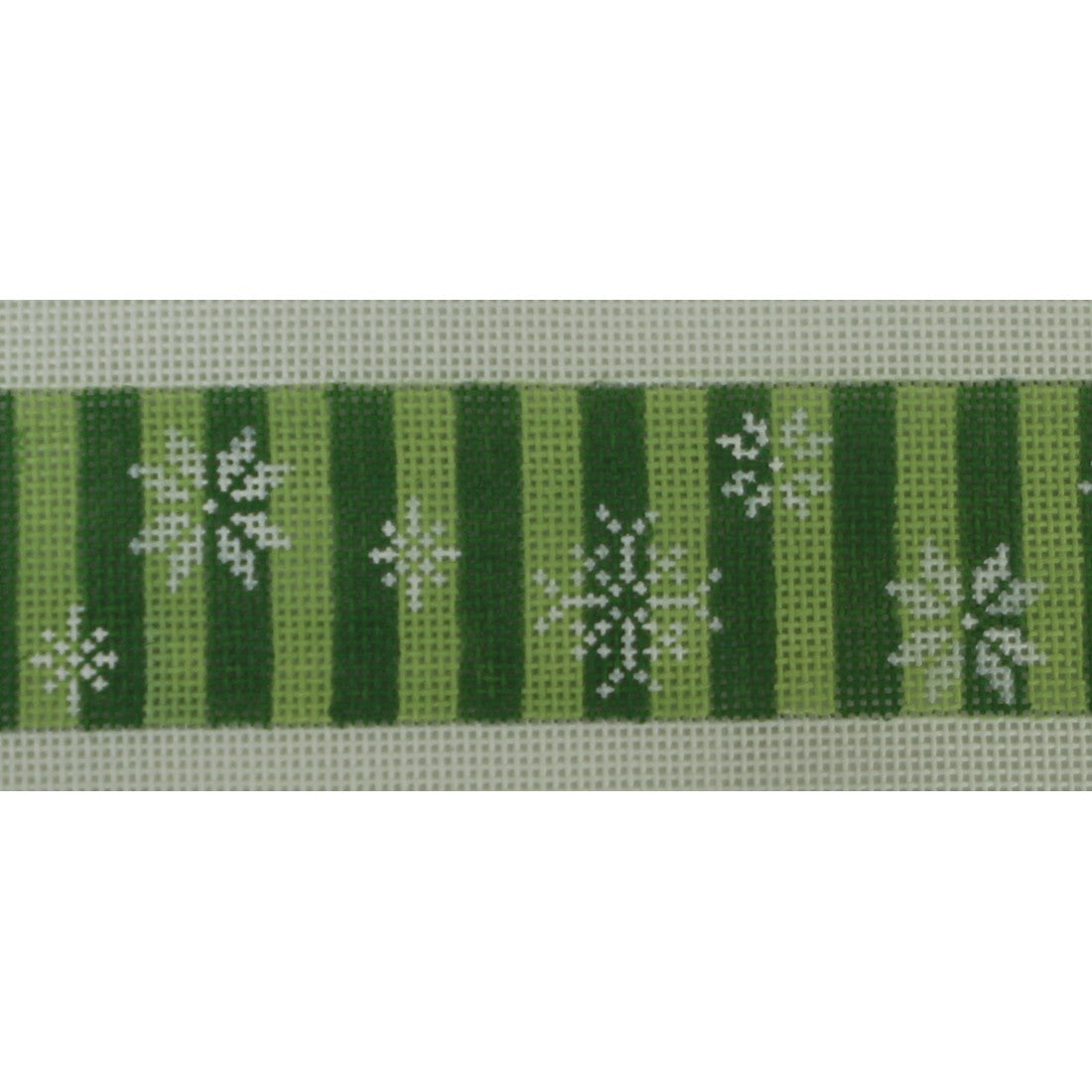 Snowflakes on Green Tone on Tone Stripes (36in) - 18 mesh