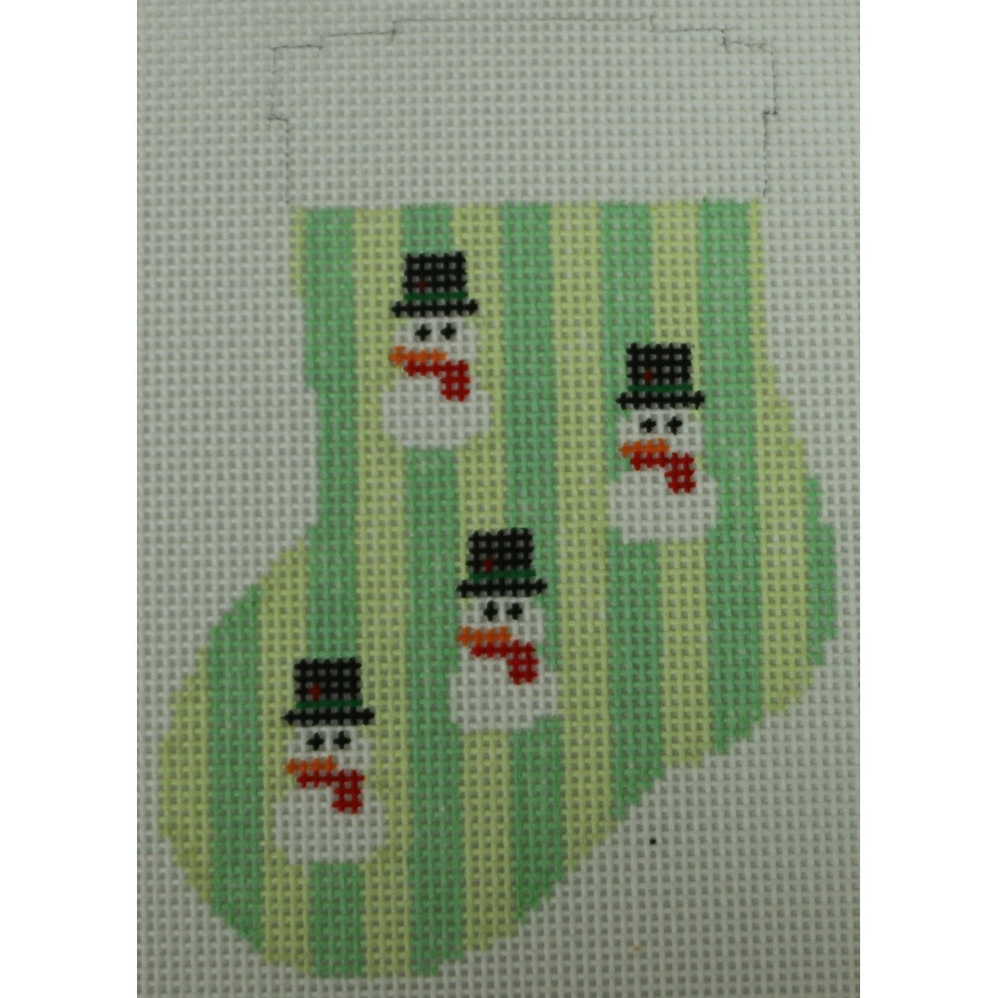 Snowmen on Green Stripes