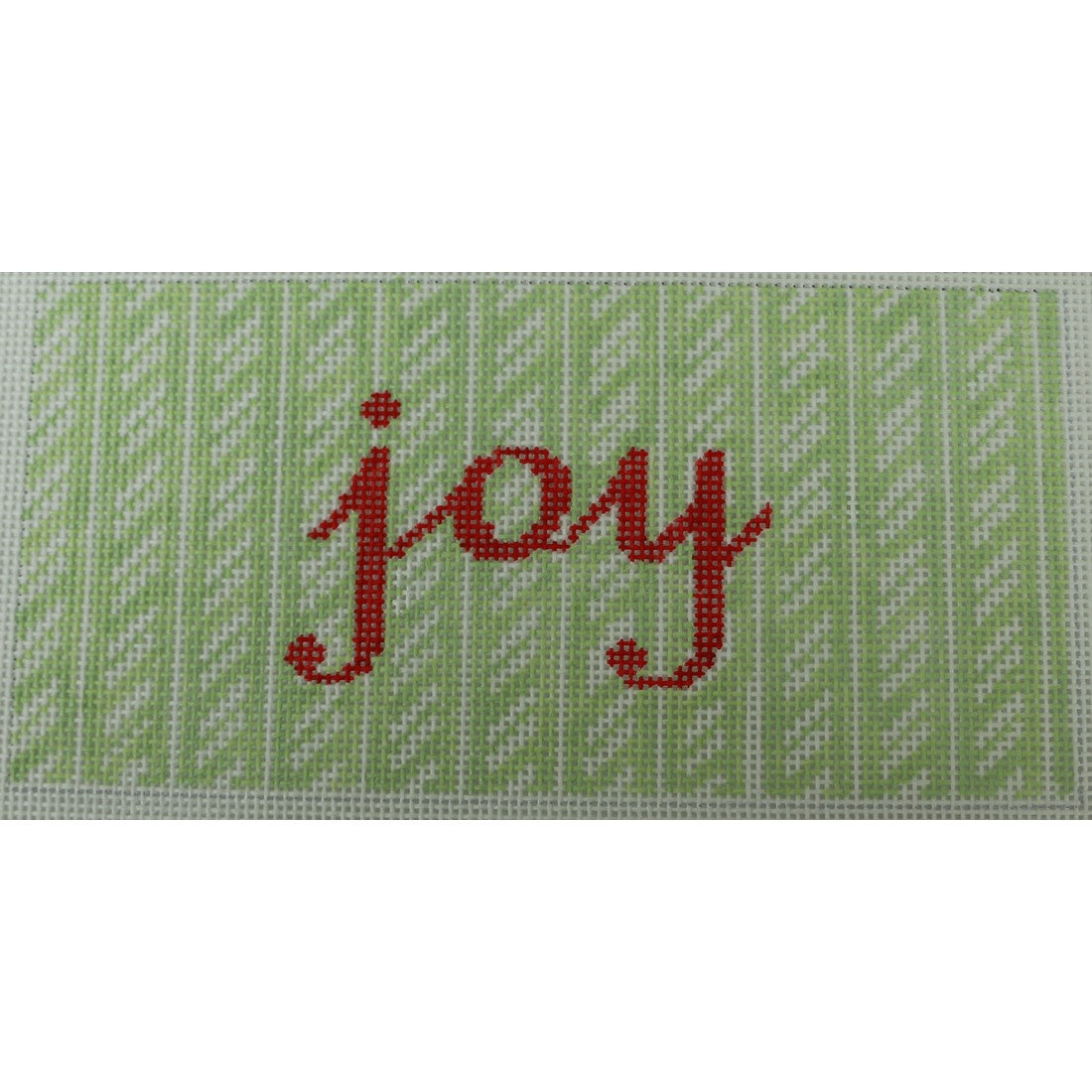 Joy in Red on Green Candy Canes with Green and White Stripes
