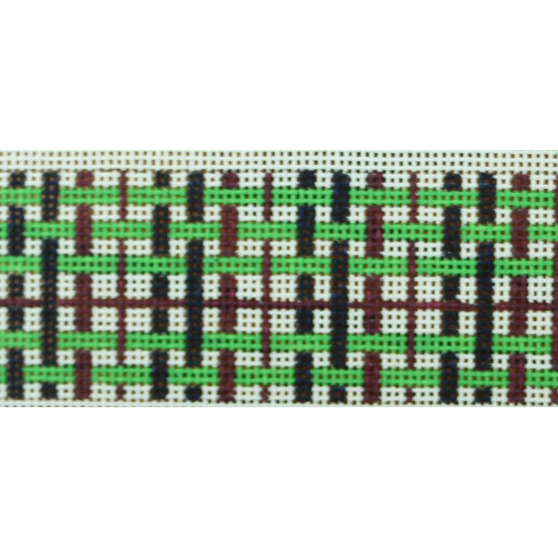 Black, Green and Maroon Plaid Belt on 13 mesh