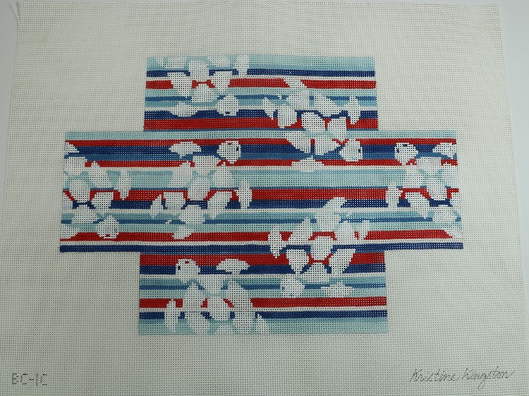 Sea Turtles on Horizontal Americana Stripes - 13 mesh
