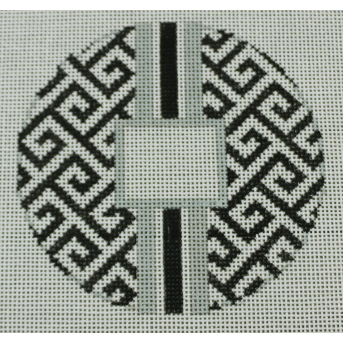 Greek Key Monogram Box - Black with Silver Stripe