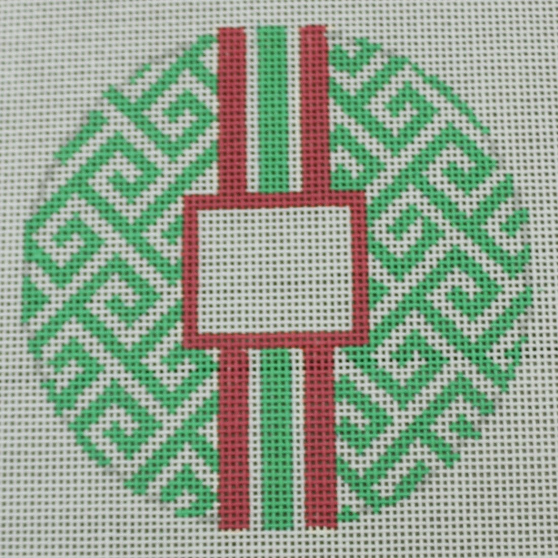 Greek Key Monogram Box - Kelly Green with Pink Stripe