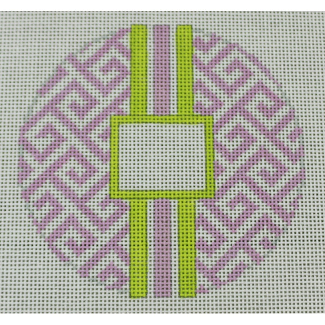 Greek Key Monogram Box - Lavender with Lime Green Stripe
