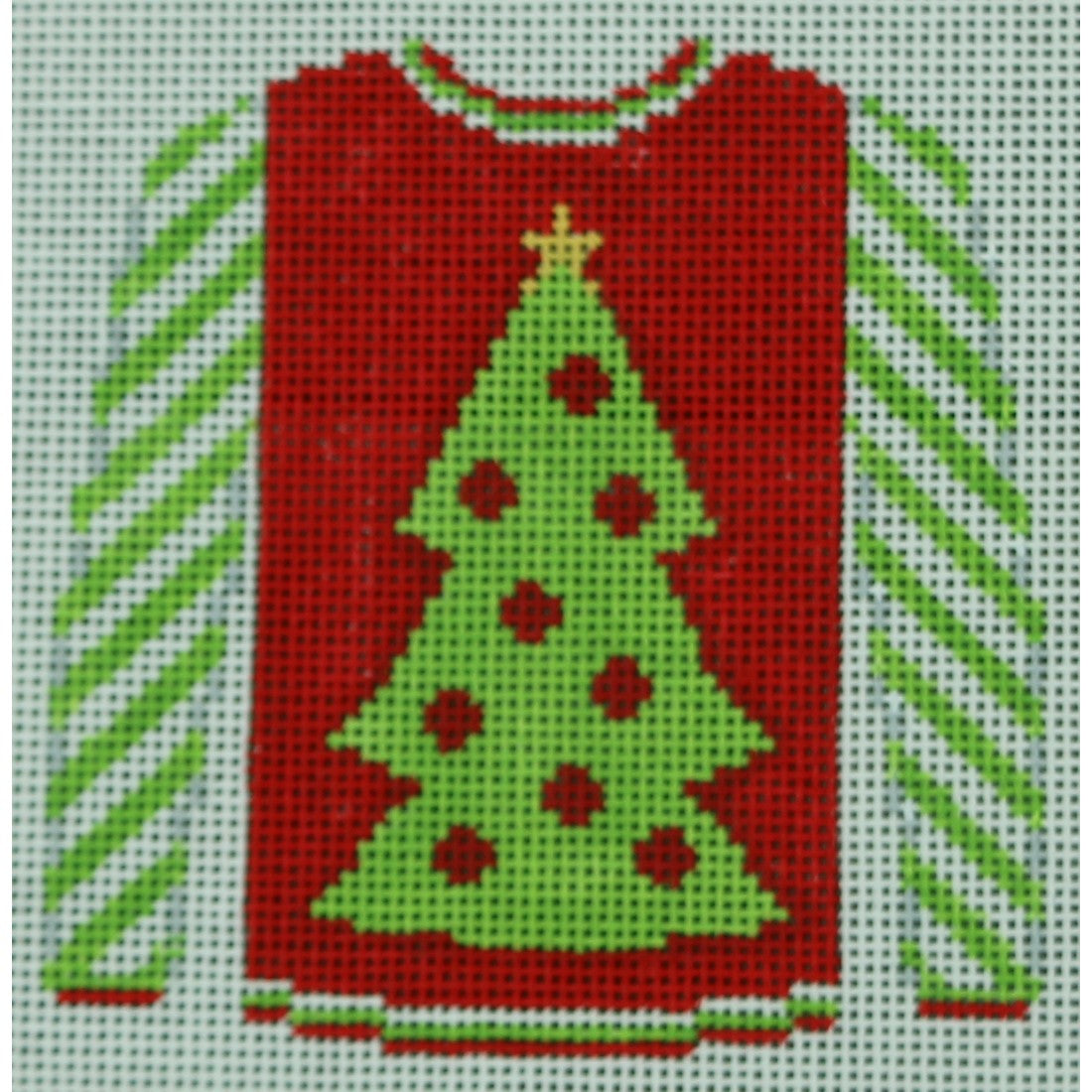 Christmas Tree on Red with Green Sleeves