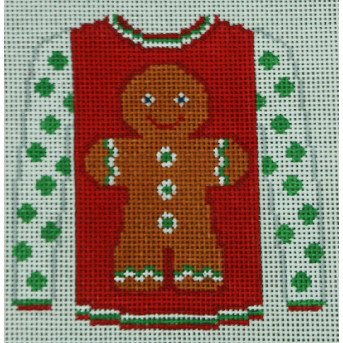 Gingerbread Boy on Red with Green Sleeves