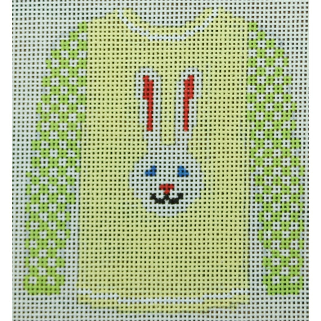 Long Eared White bunny on Yellow W/Checked Sleeves
