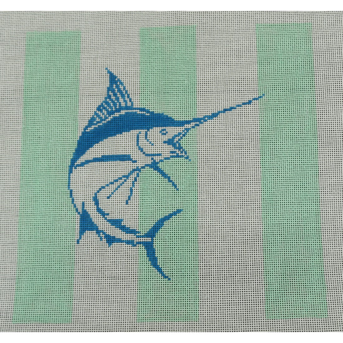 Blue Marlin on Mint Stripes