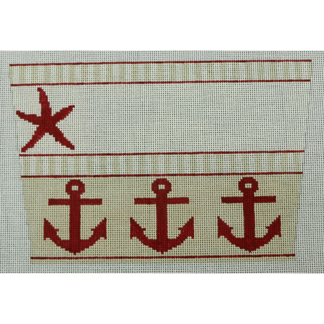 Stocking Cuff - Starfish and Anchors Red and Khaki