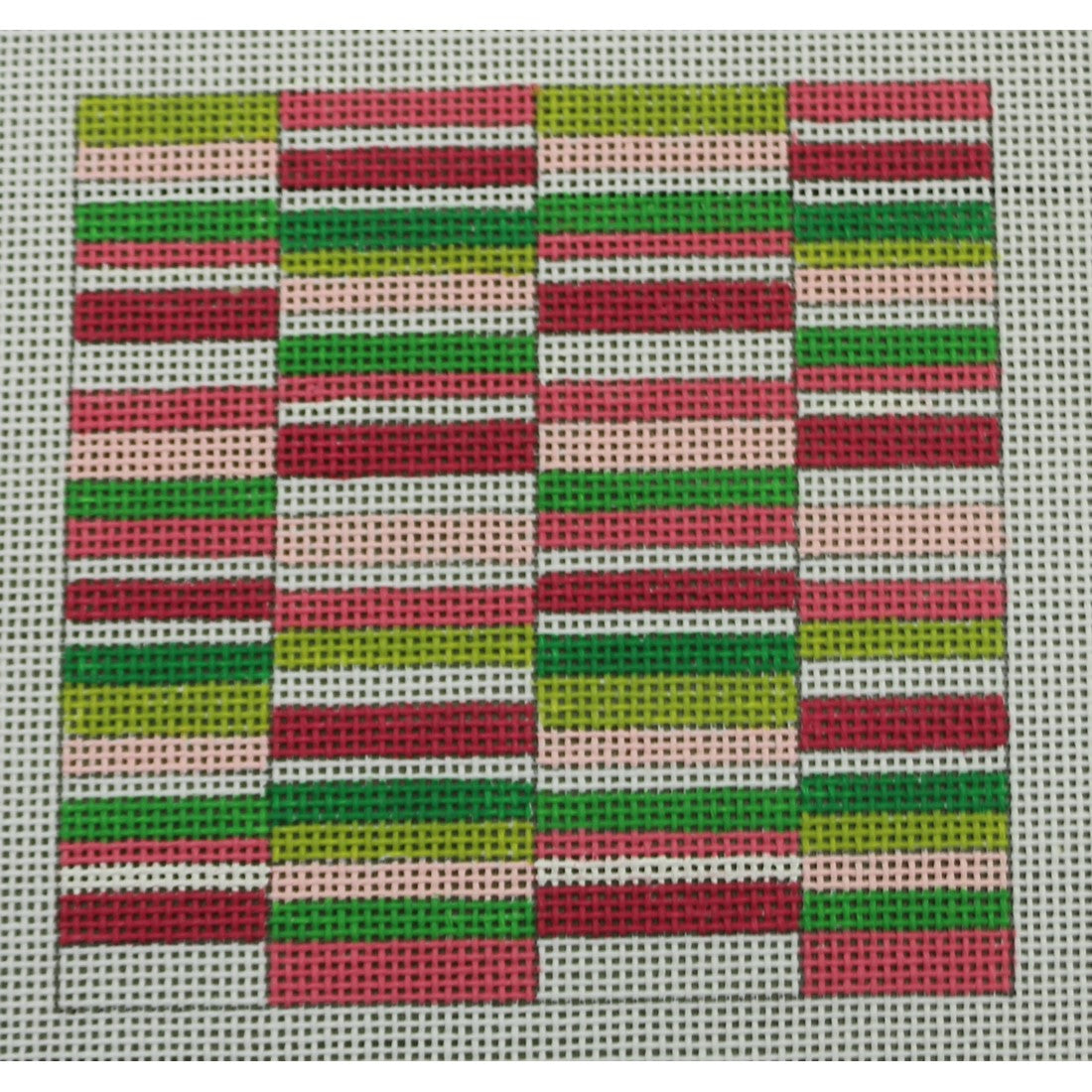 Pink and Green Horizontal Stripes Square