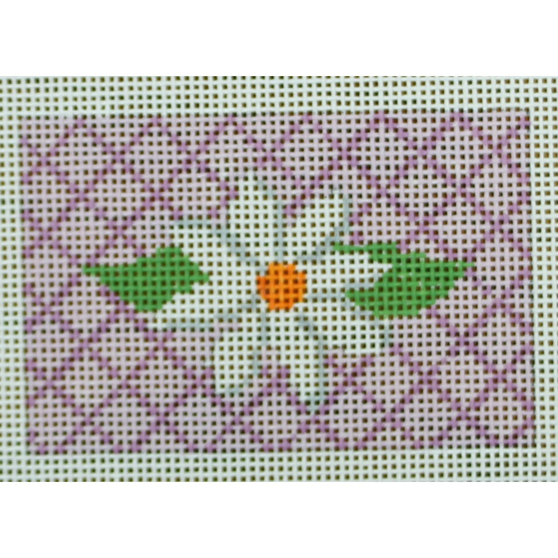 White Flower on Lavender Lattice Background