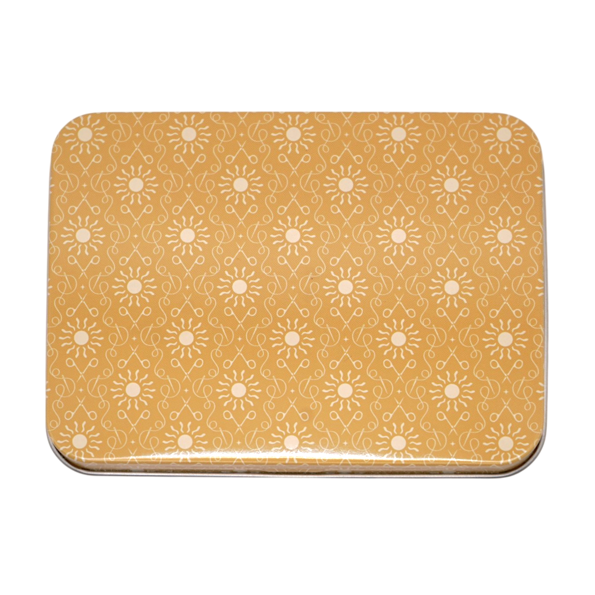 Sunny Stitches Magnetic Tin: Honey Yellow Scissor Pattern
