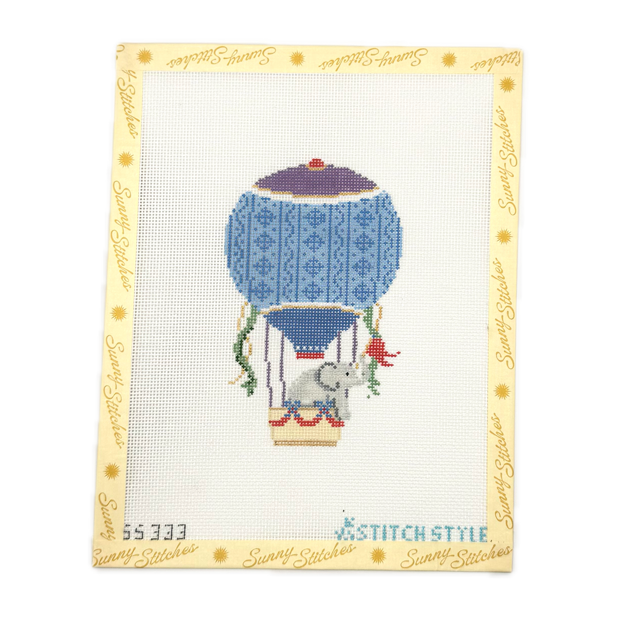 Blue and Purple Hot Air Balloon with Elephant