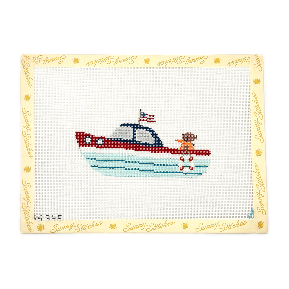 Chocolate Labrador in Speedboat