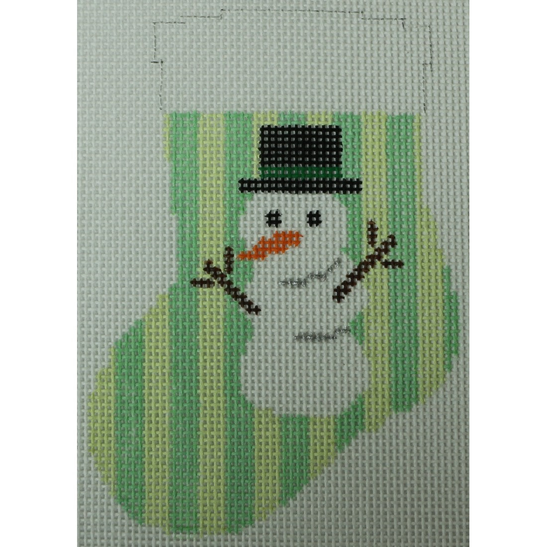 Big Snowman on Green Stripes