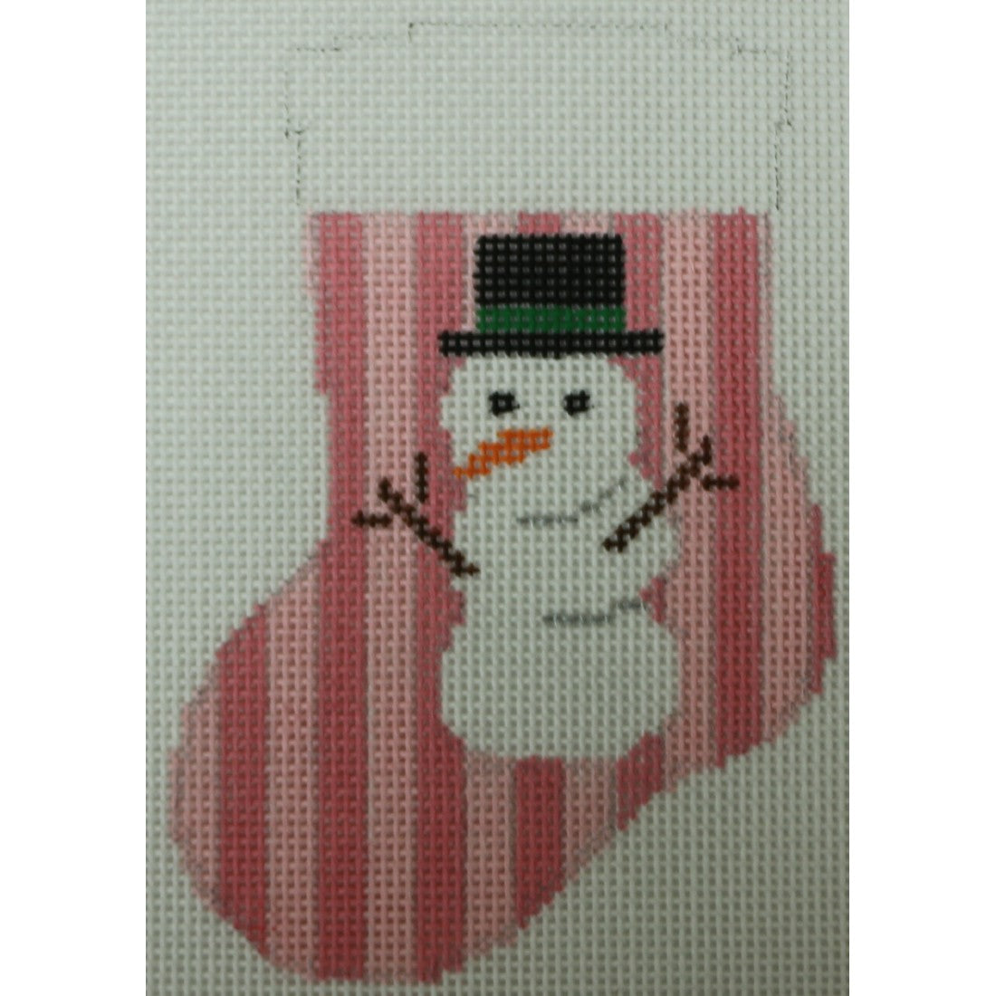 Big Snowman on Pink Stripes